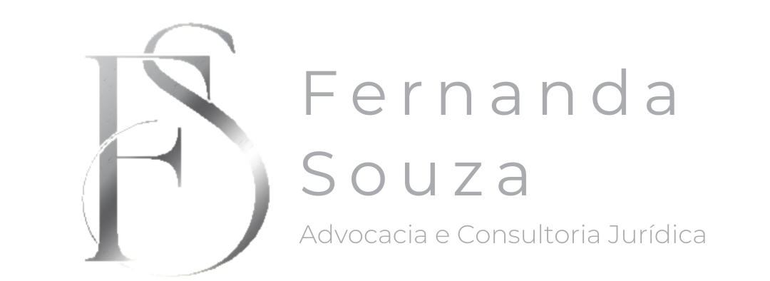 Versão em branco do logotipo da Dra. Fernanda Souza Advocacia, aplicada sobre fundo escuro no rodapé do site.